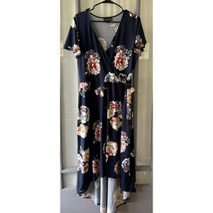 Fortune & Ivy‎ Floral High Low Dress Faux Wrap Romantic Fairycore Boho | XXL